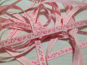 Hearts Pink on Pink 3/8" Ribbon - 5 Yards