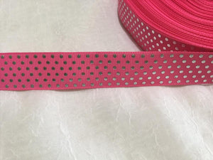 Dots Silver Foil Pink 7/8" Ribbon