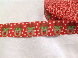 Christmas Reindeer with Spots 1" Ribbon