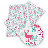 Christmas Reindeer Teal & Pink Faux Leather Sheet
