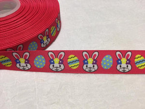Easter Bunnies on Hot Pink 7/8" Ribbon