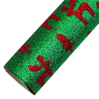 Christmas Glitter Red Shadows on Green Faux Leather Sheet
