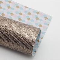 Mermaid Scales with Chunky Glitter Double Sided Faux Leather Sheet
