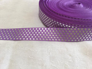 Dots Silver Foil Purple 7/8" Ribbon