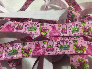 Pretty Princess Items on Pink 5/8" FOE (5 Yards)