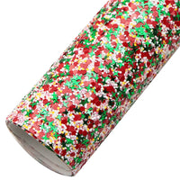 Christmas Chunky Sequin Mix Faux Leather Sheet
