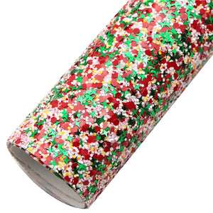 Christmas Chunky Sequin Mix Faux Leather Sheet