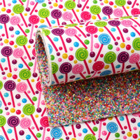 Lollipops with Mixed Chunky Glitter Double Sided Faux Leather Sheet
