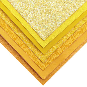 Yellow Mixed Faux Leather Full Sheet Pack of 7