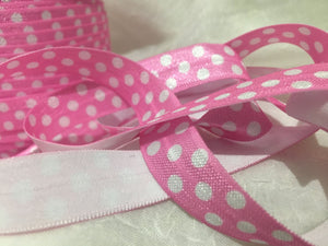 Spots Pink with White 5/8" FOE (5 Yards)