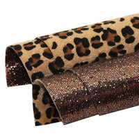 Animal Print Faux Fur with Brown Chunky Glitter Double Sided Sheet
