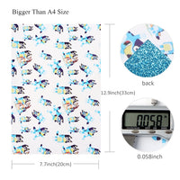 Dog on White with Blue Fine Glitter Double Sided Faux Leather Sheet
