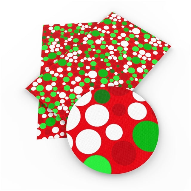 Christmas Spots on Red Faux Leather Sheet