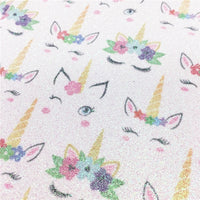 Unicorn Wink with Glitter Faux Leather Sheet
