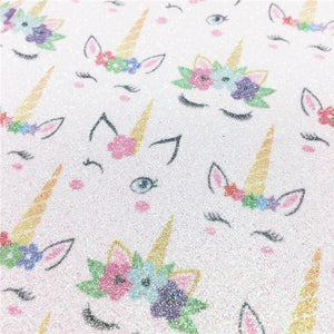 Unicorn Wink with Glitter Faux Leather Sheet