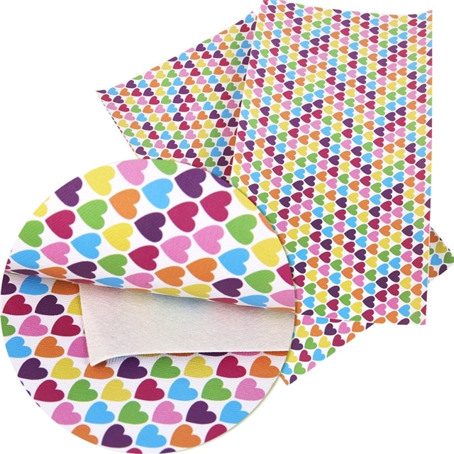 Rainbow Hearts Faux Leather Sheet