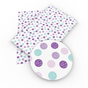 Spots White with Purple/Mint Faux Leather Sheet