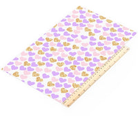 Hearts Purple Pink & Gold Faux Leather Sheet

