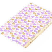 Hearts Purple Pink & Gold Faux Leather Sheet