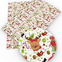 Christmas Santa & Reindeer at the North Pole Faux Leather Sheet