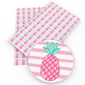 Pink Pineapples Faux Leather Sheet