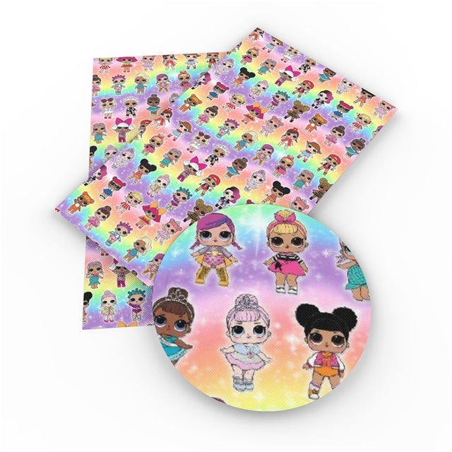LOL Dolls on Rainbows Faux Leather Sheet