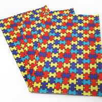 Autism Puzzle Faux Leather Sheet