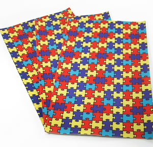 Autism Puzzle Faux Leather Sheet
