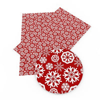 Christmas Snowflakes on Dark Red Faux Leather Sheet