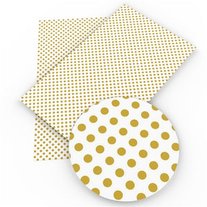 Spots Gold on White Faux Leather Sheet