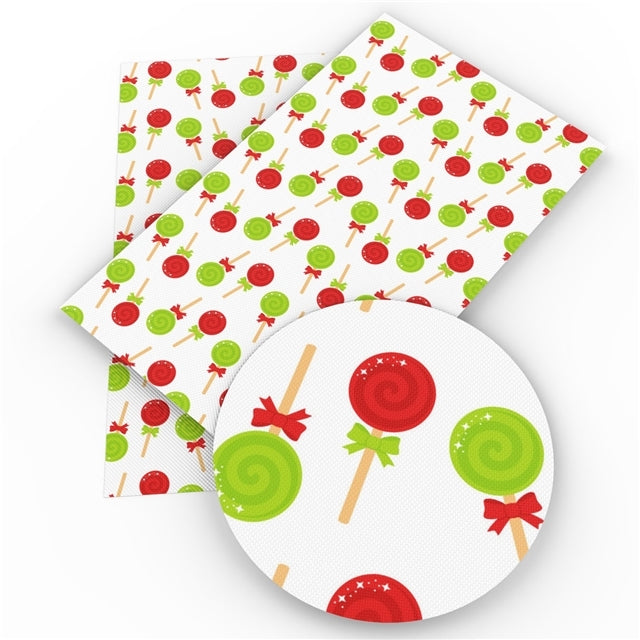 Christmas Lollipops Faux Leather Sheet