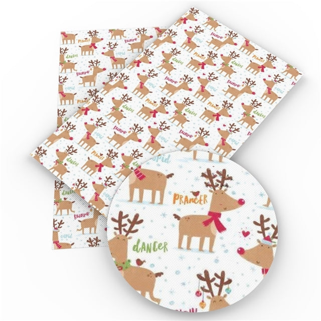 Christmas Reindeer Family Faux Leather Sheet