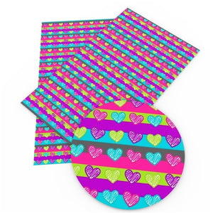 Hearts Bright on Stripes Faux Leather Sheet
