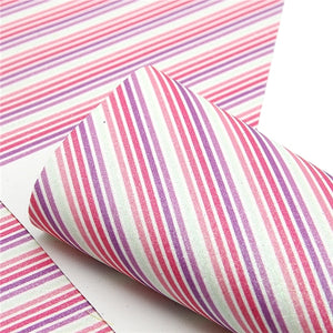 Stripes Pink & Purple with Glitter Faux Leather Sheet
