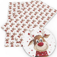 Christmas Rudolph the Red Nose Reindeer Faux Leather Sheet