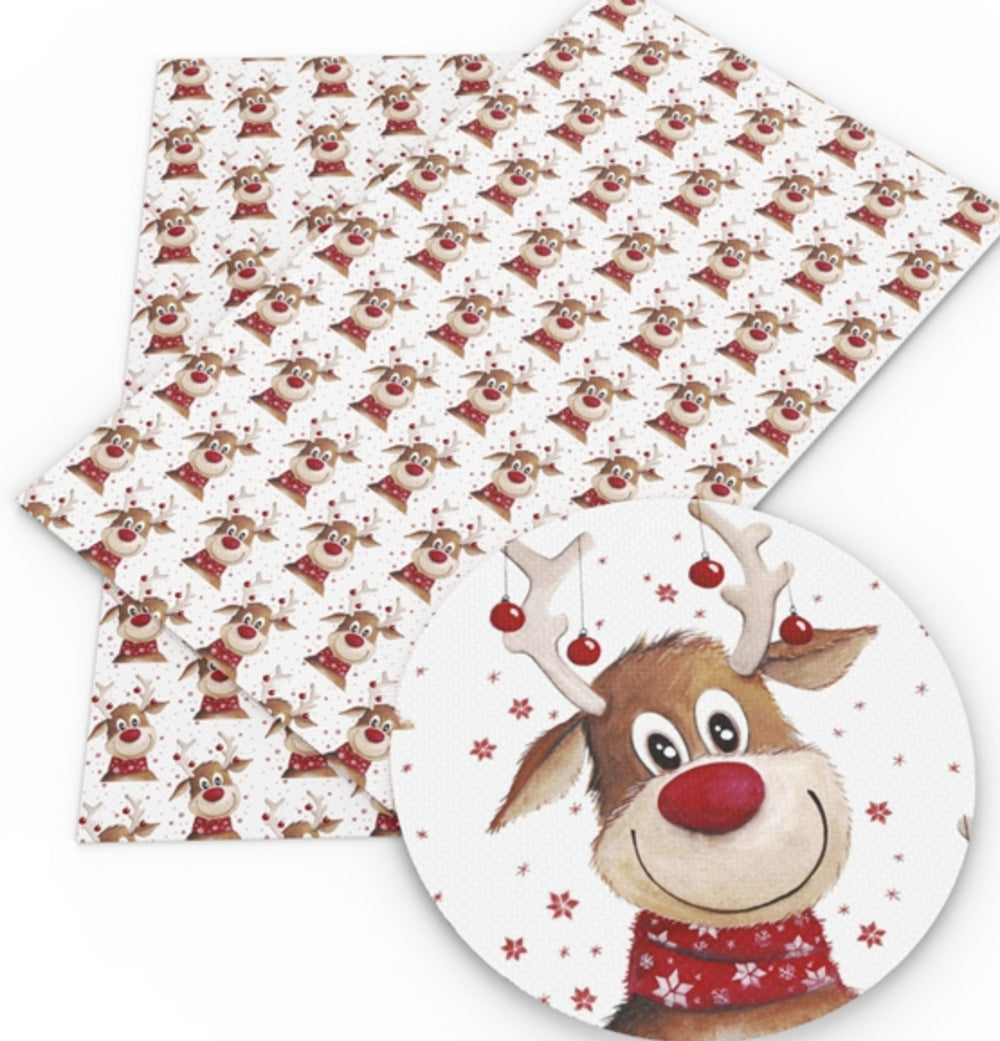 Christmas Rudolph the Red Nose Reindeer Faux Leather Sheet