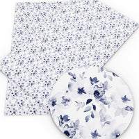 Floral Navy Flowers Faux Leather Sheet
