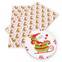 Christmas Santa in His Sleigh Faux Leather Sheet
