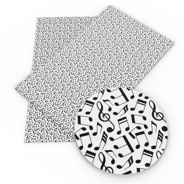 Musical Notes B&W Faux Leather Sheet
