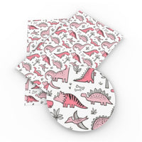 Dinosaurs Pink & Grey Faux Leather Sheet