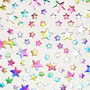 Rainbow Hologram Stars on White Glitter Faux Leather Sheet