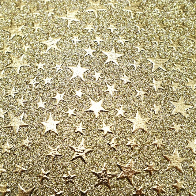 Gold Stars on Gold Glitter Faux Leather Sheet