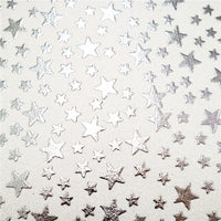 Silver Stars on White Glitter Faux Leather Sheet