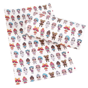 LOL Dolls on White Faux Leather Sheet