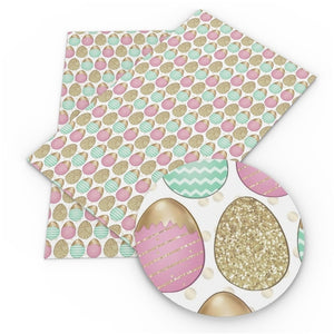 Easter Eggs Pink, Mint & Gold Faux Leather Sheet