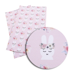 Easter Bunny Floral Crown on Pink Faux Leather Sheet