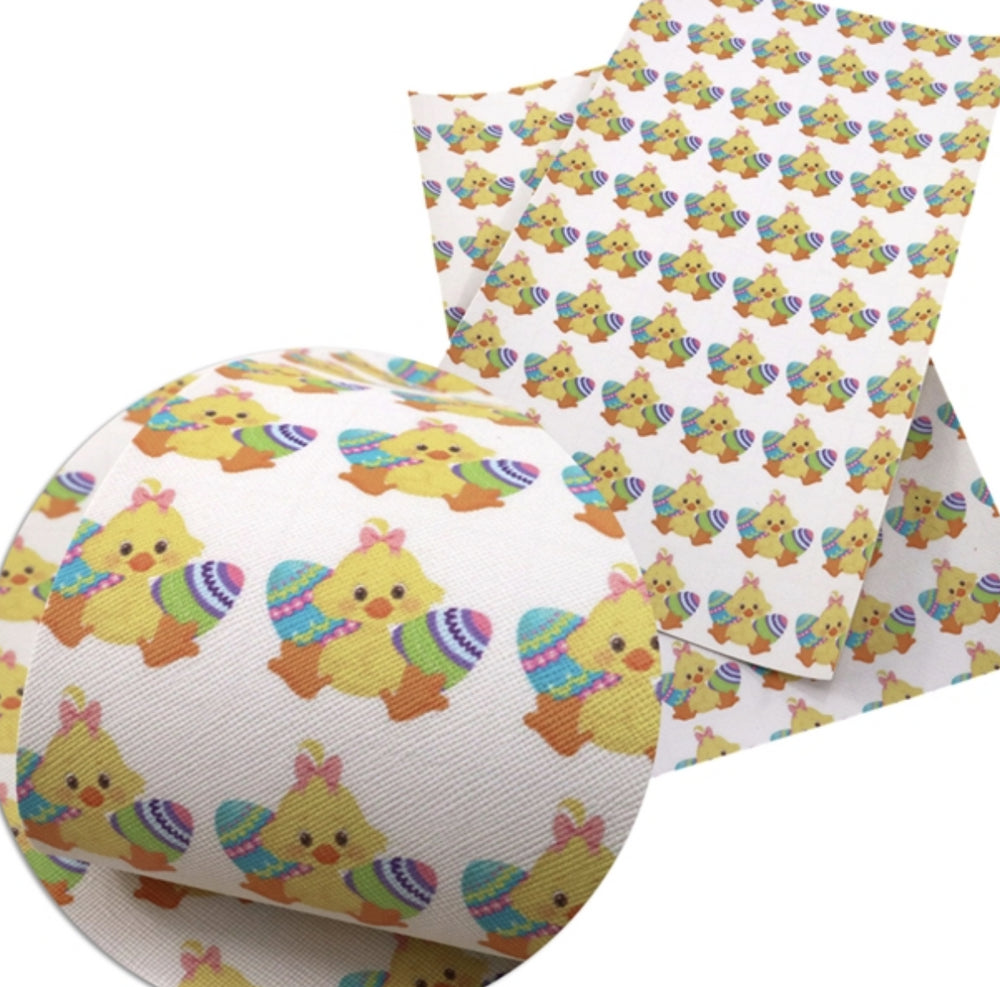 Easter Chick & Eggs Faux Leather Sheet