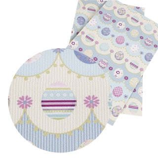 Easter Fancy Eggs on Blue Faux Leather Sheet