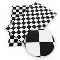Checker Black & White Flag Faux Leather Sheet