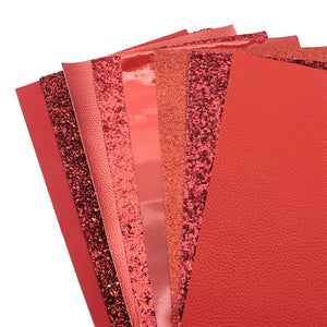 Red Mixed Faux Leather Full Sheet Pack of 8